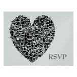 RSVP Wedding Foodies Heart Silver Response Custom Invite