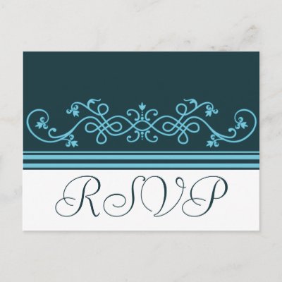 RSVP Wedding French Aqua Postcards by Wedding Bells