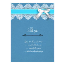 RSVP wedding invitation card with lace & ribbon