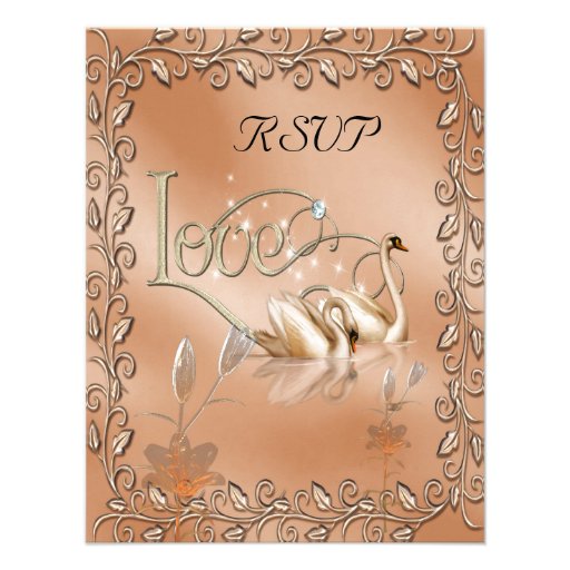Rsvp Wedding Love Swans Floral Personalized Invites