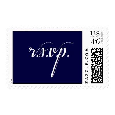 RSVP Wedding Party Chic Clean Navy Postage