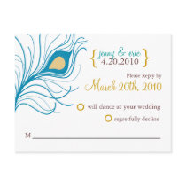 RSVP Wedding Postcard Peacock Feather