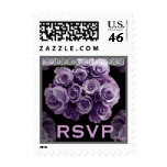 RSVP Wedding PURPLE Rose Bouquet Silver Lace Trim Postage