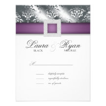 RSVP Wedding Reply Card Jewel Purple Silver Custom Invites
