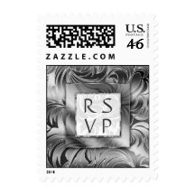 RSVP Wedding Stamp Leaf Floral Silver