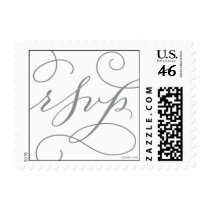 RSVP . with a Flourish : Slate Grey and White postage