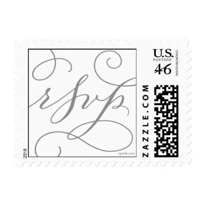 RSVP . with a Flourish : Slate Grey and White Postage Stamp
