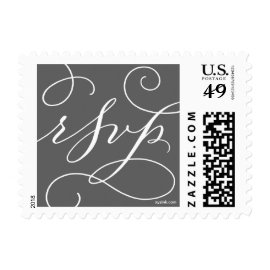 RSVP . with a Flourish : White and Charcoal Postage Stamps