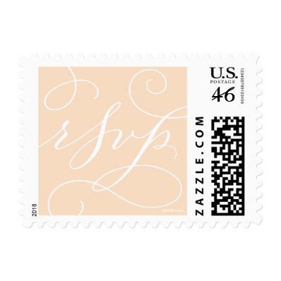 RSVP . with a Flourish : White and Peach Postage Stamps