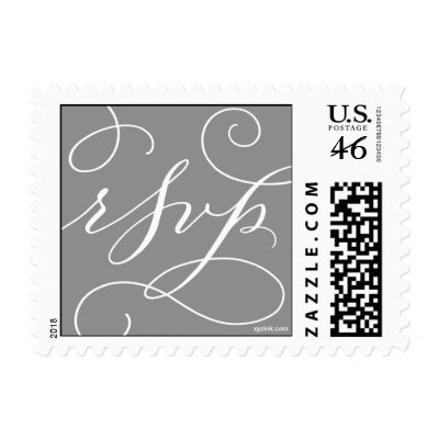 RSVP . with a Flourish : White and Slate Grey Stamps