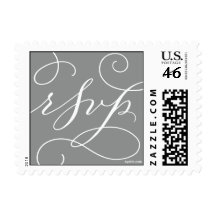 RSVP . with a Flourish : White and Slate Grey Stamps