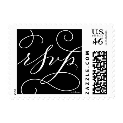 RSVP . with a Flourish : White on Black Stamps