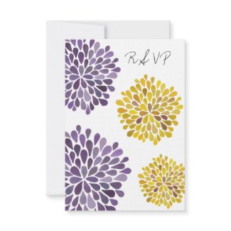 RSVP Yellow &amp; Purple Floral Blooms Wedding Card