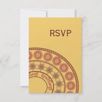RSVP Yellow Red Indian Henna Mehndi Wedding Card Custom Invite by 