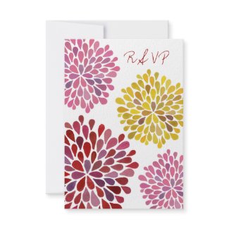 RSVP Yellow Red Pink Flower Blossoms Wedding Card invitation