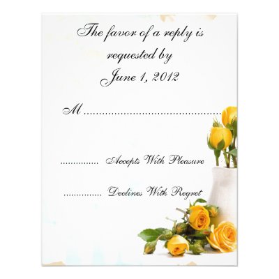 RSVP yellow roses wedding invites
