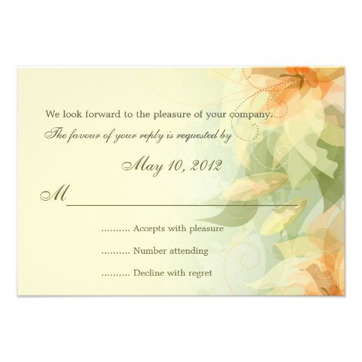 RSVP - Yellow Sage Garden Wedding Reply Cards Personalized Invitations