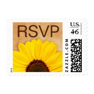 RSVP yellow sunflower floral postage stamps