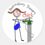 RT Chick O2 Tank and Ambu Bag Stick People Round Stickers
