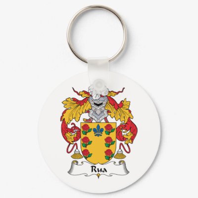 Rua Family Crest Keychain by coatsofarms