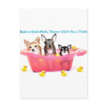 Rub a Dub Dub Three Chis in a Tub Postcards