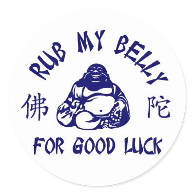 Rub my Buddha Belly for good luck Sticker
