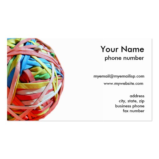Rubber band ball business card templates (front side)
