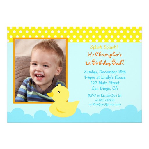 Rubber Duck Birthday Invitations (front side)