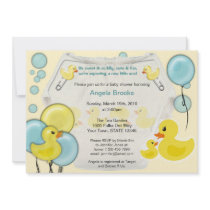 Rubber Duck Ducky Diaper Baby Shower Invitation