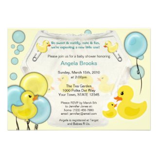 Rubber Ducky Diaper Baby Shower Cards