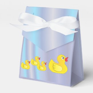 Rubber Duck Family on Blue Favor Box