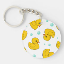 Rubber Duck Pattern Round Acrylic Key Chain