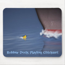 Rubber Duck Playing Chicken mousepads by gnurf Rubber Duck Playing Chicken mousepads