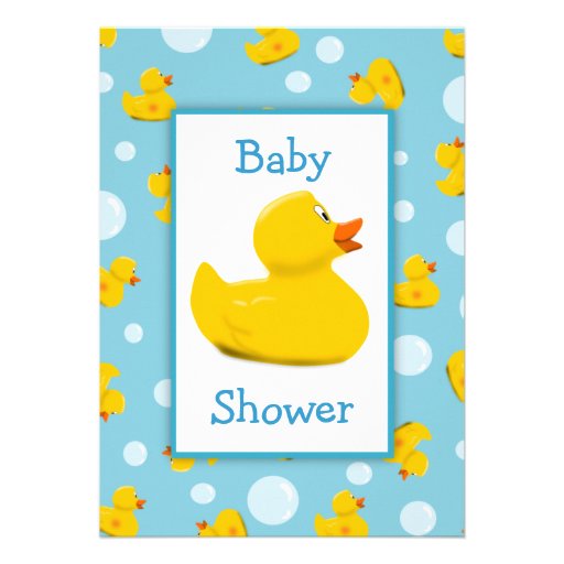 Rubber Ducky and Bubbles Theme Baby Shower Invite (front side)