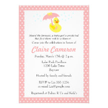 Rubber Ducky Baby Girl Shower invite - customize