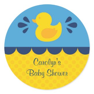 Rubber Ducky Baby Shower Favor Sticker zazzle_sticker