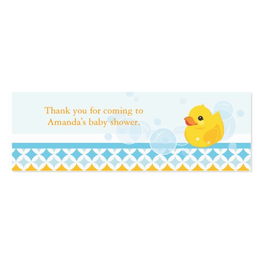 Rubber Ducky Baby Shower Favor Tag Business Card (front side)