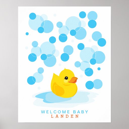 Rubber Ducky Baby shower guest book Print Zazzle