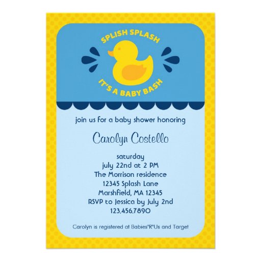 Rubber Ducky Baby Shower Invitation (front side)