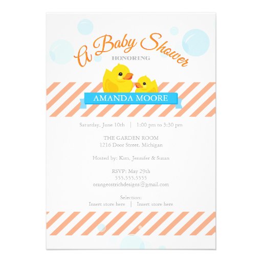 Rubber Ducky Baby Shower Invitation (front side)