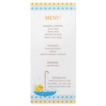 Rubber Ducky Baby Shower Menu Rack Card