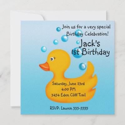 Rubber Ducky  Birthday Invitations