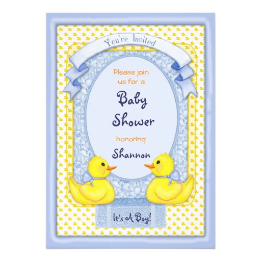 Rubber Ducky Blue Shower Invitation (front side)