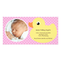 Rubber Ducky Bubble Frame New Baby Photo Cards
