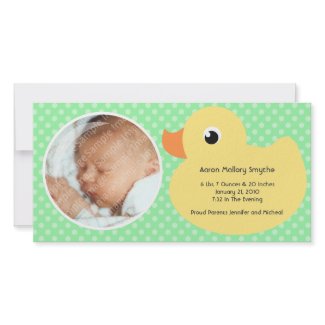 Rubber Ducky Bubble Frame New Baby Photo Cards photocard