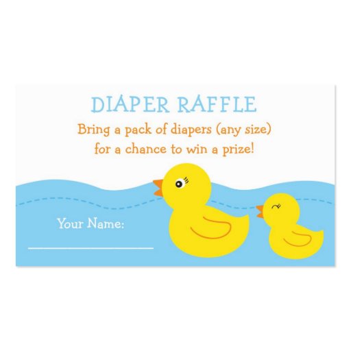 Rubber Ducky Diaper Raffle Tickets Business Card Template (front side)