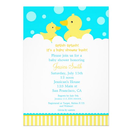 Rubber Ducky Duck Baby Shower Invitation (front side)