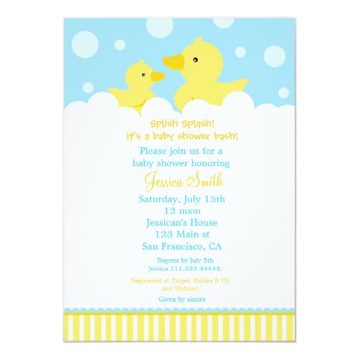Rubber Ducky Duck Baby Shower Invitation For Girl Zazzle Rubber Ducky Baby Shower Invitations Template Free