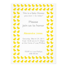 Rubber Ducky invitation for Baby Shower yellow
