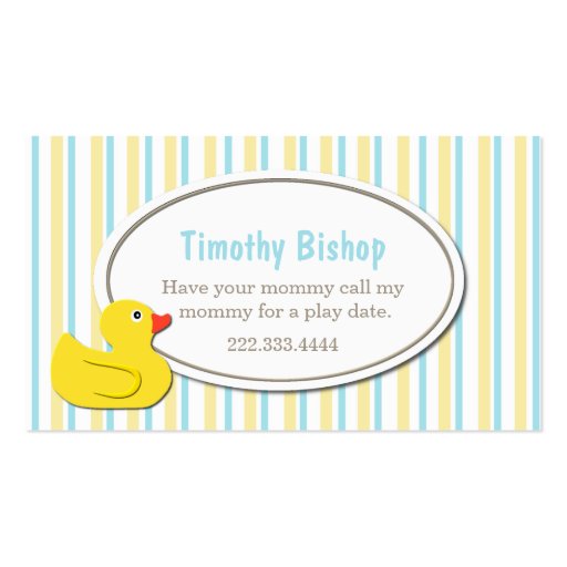 Rubber Ducky Play Date Card Business Card Templates (front side)
